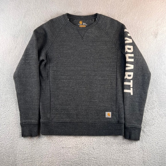 Carhartt Tops - Carhartt Womens Relaxed Fit Logo Sleeve Sweatshirt Charcoal Gray XS 0/2 Raglan